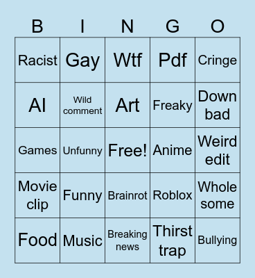 Insta reals Bingo Card