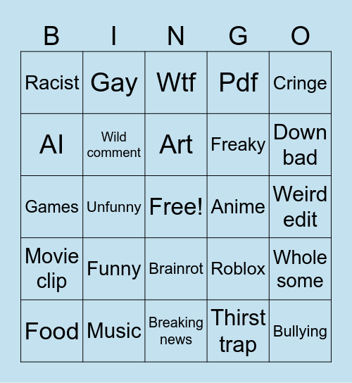 Insta reals Bingo Card