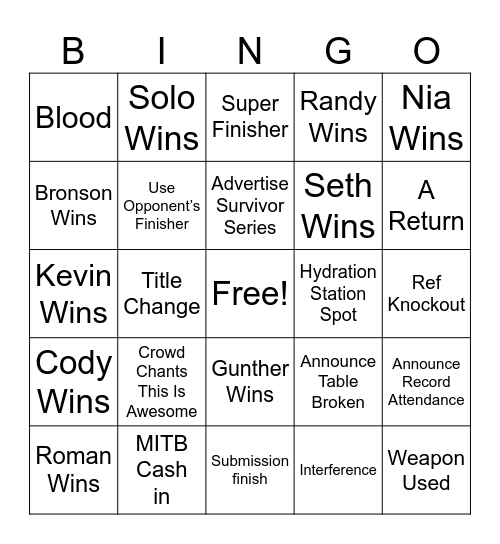 Crown Jewel Bingo Card