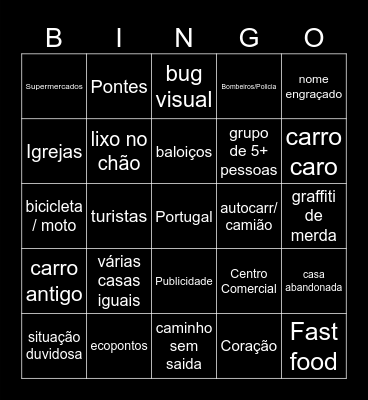 Tuga Bingo Card