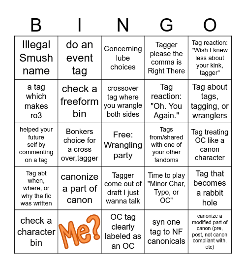 Wrangling Party Bingo Card