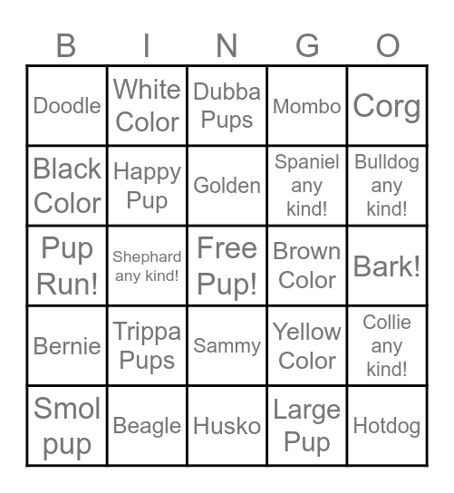 Pup Bingo Card