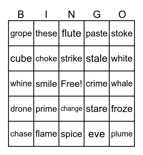 CVCE Bingo Card