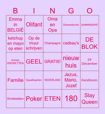 KERST BINGO Card