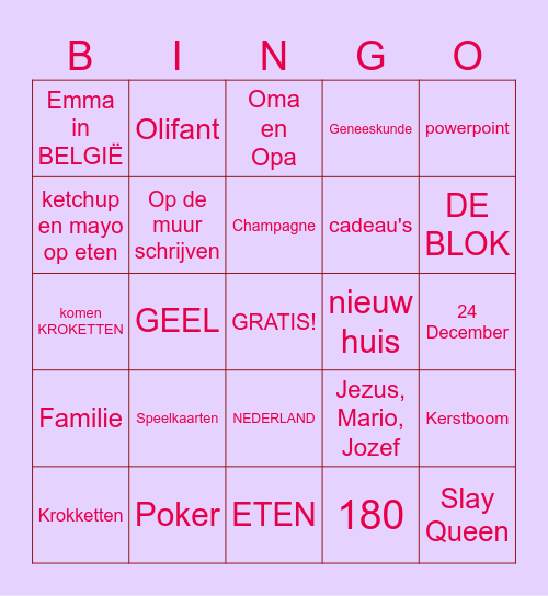 KERST BINGO Card