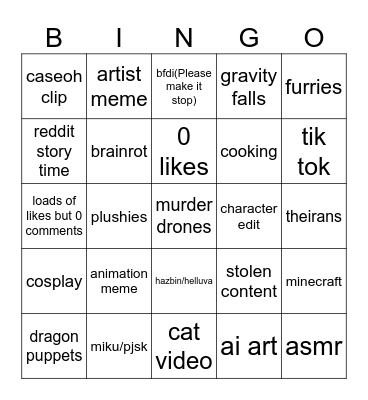yt shorts Bingo Card