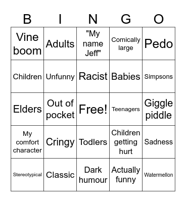 Vine compilation Bingo Card