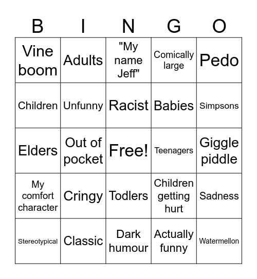 Vine compilation Bingo Card