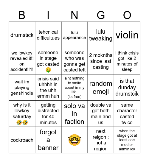 hcq casting Bingo Card