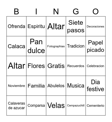 DIA DE LOS MUERTOS Bingo Card