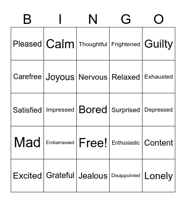 Emotions! Bingo Card