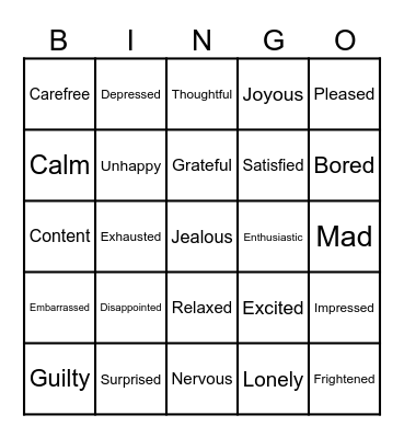 Emotions! Bingo Card