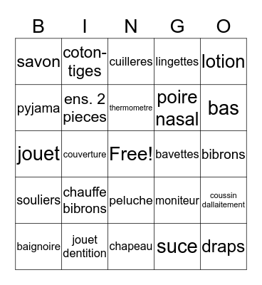 Jess&Jeff Baby Shower Bingo Card