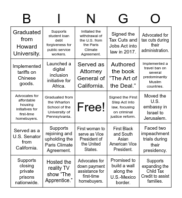 Election Night Bingo: Harris vs. Trump Edition Bingo Card