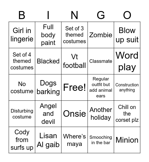 Halloween Bingo Card