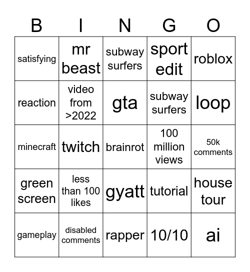 Untitled Bingo Card