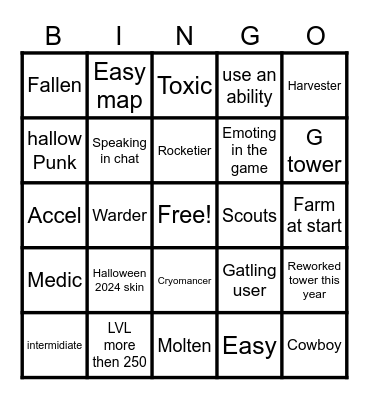 TDS bingo Card