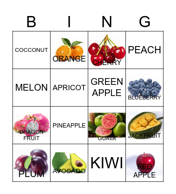 Fruits Bingo Card