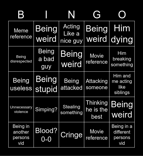 Kingofcam bingo Card