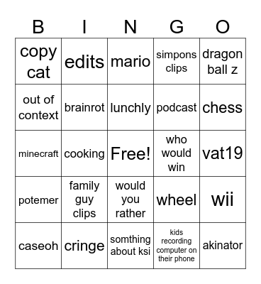youtube shorts bingo Card