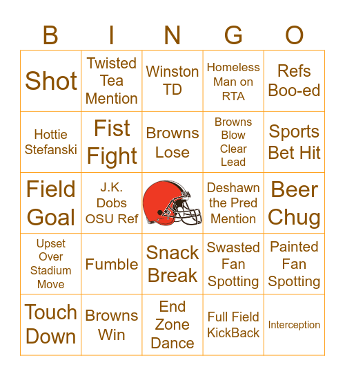 Browns Bingo Card