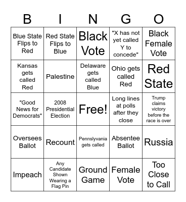 2024 Presidential Election Bingo Card