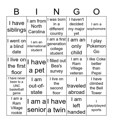 BeaHive Bingo Card