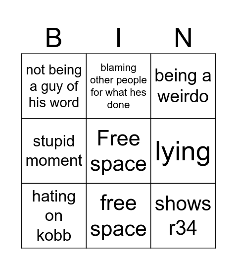 stupid Bingo Card