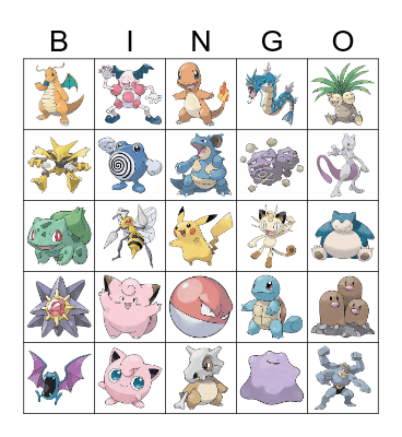 Pokemon Bingo! Bingo Card