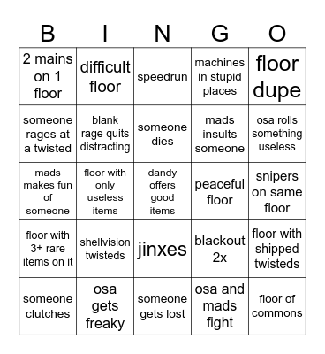 dandys world floor 10+ Bingo Card
