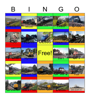 Holiday Trains that I would like ride someday Bingo Card