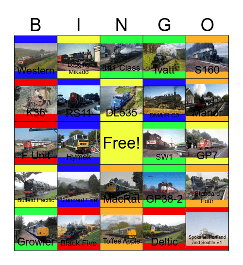 Holiday Trains that I would like ride someday Bingo Card