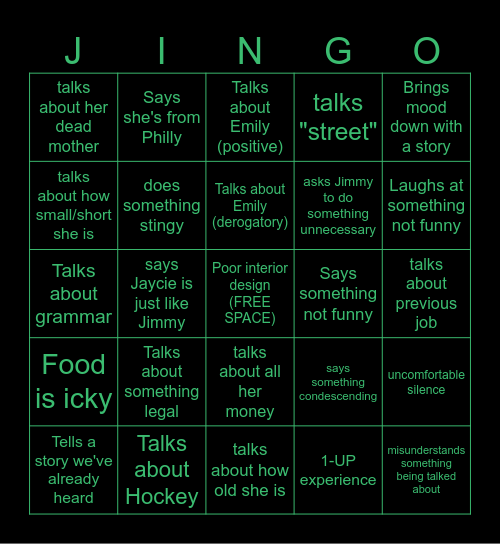 JINGO Bingo Card