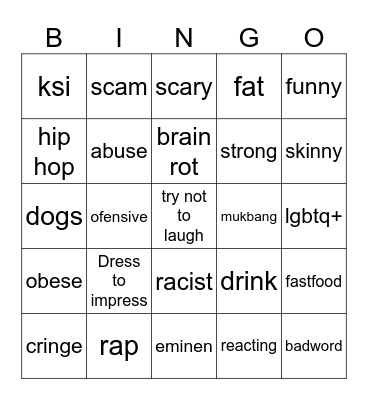 shorts bingo Card