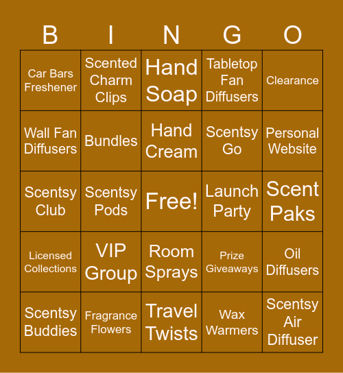 Scentsy Bingo! Bingo Card