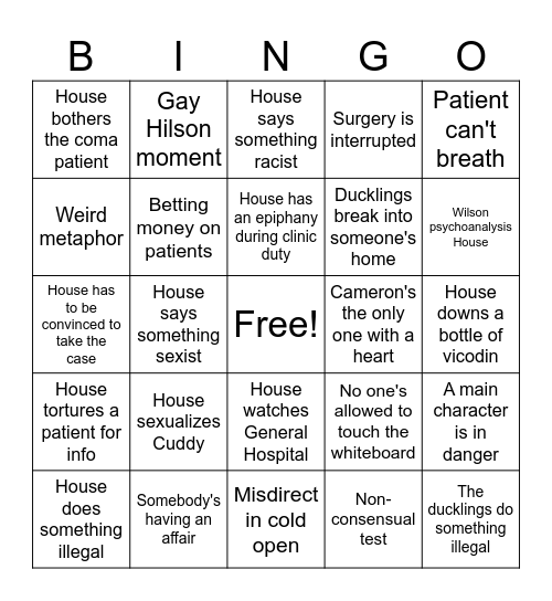 House Bingo Card