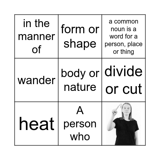 English Review Bingo Card