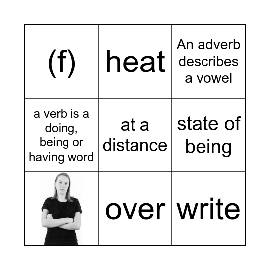 English Review Bingo Card