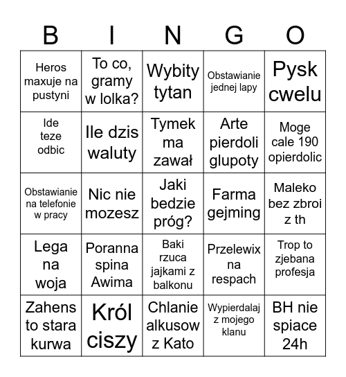 HEC HALOWIŁ 2024 Bingo Card