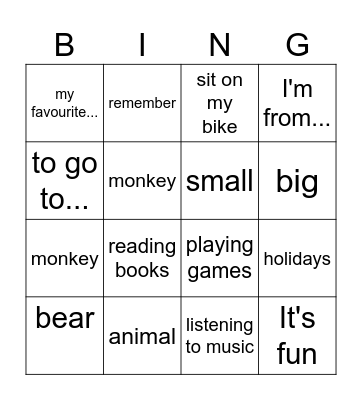Vocab training! Bingo Card