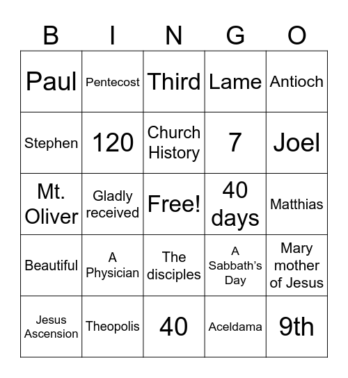 Lesson 256 - Paul’s Conversion Bingo Card