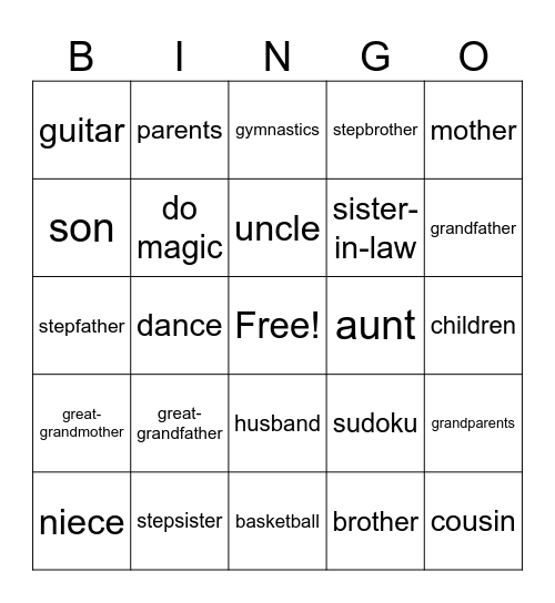 Ca Bingo Card