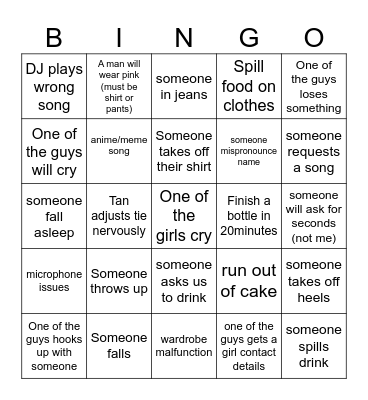 Wedding Bingo Card