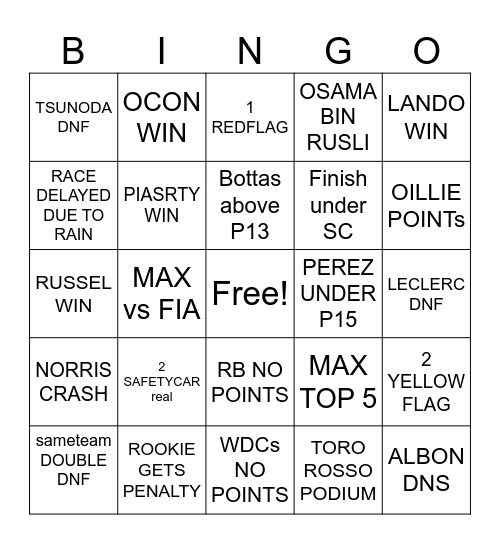 barzil 2024 Bingo Card