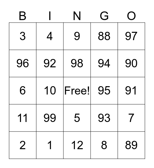 Premiação 1 Cone  Bingo Card