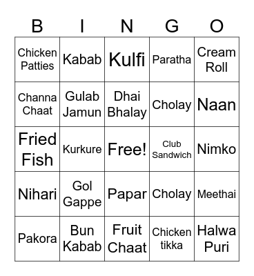 Desi Delights Bingo Card