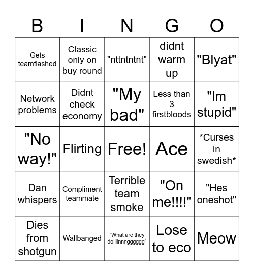 Valorant scrims bingo Card