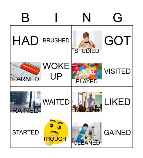 Past Verbs Bingo Card