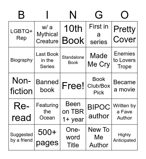 Reading BINGO Card