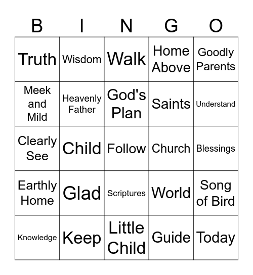 Primary Program Bingo Card